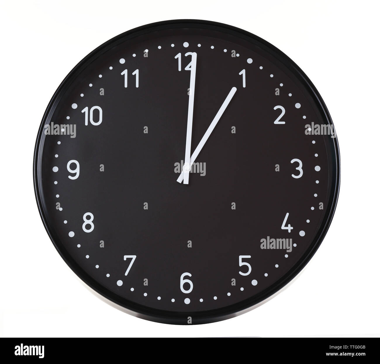 Round black wall clock, isolated on white Stock Photo - Alamy