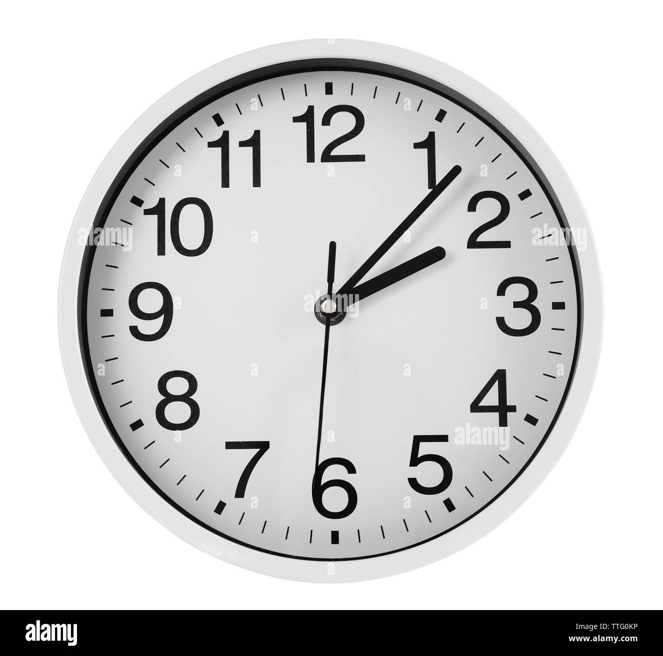 Round wall clock, isolated on white Stock Photo