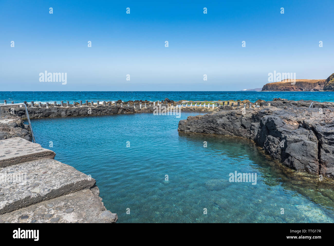 Natural pool Las Salinas de Agaete in Puerto de Las Nieves, Gran Canaria,  Spain. Copy space for text Stock Photo - Alamy