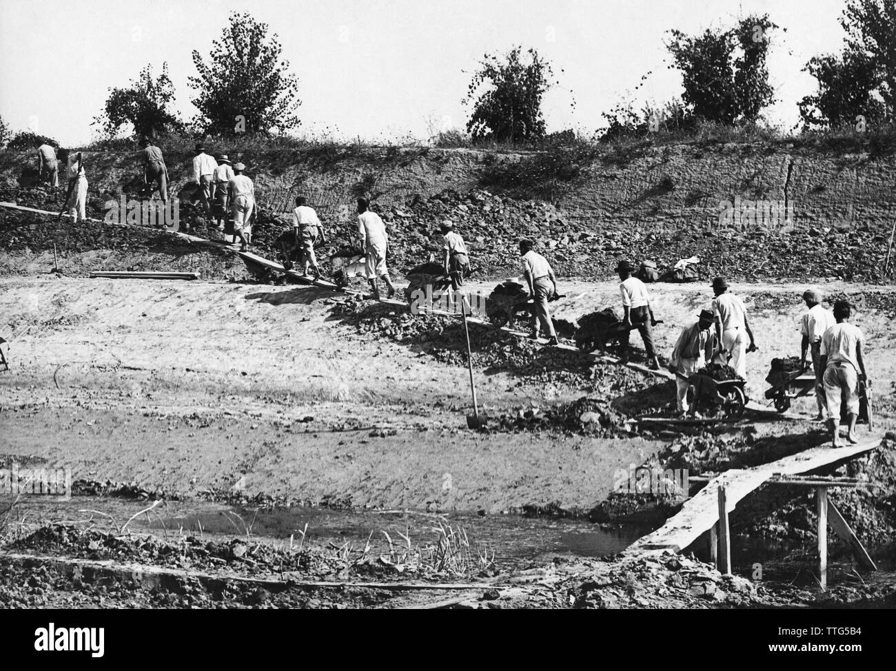 Italy, Tuscany, Coltano, land reclamation works, 1921 Stock Photo