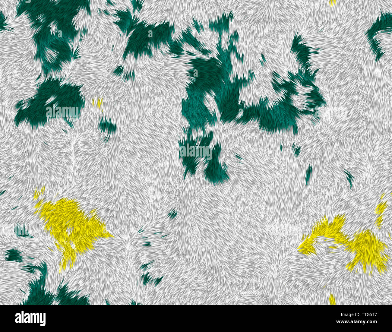 Light grey animal fur with yellow and green random shape spots ...