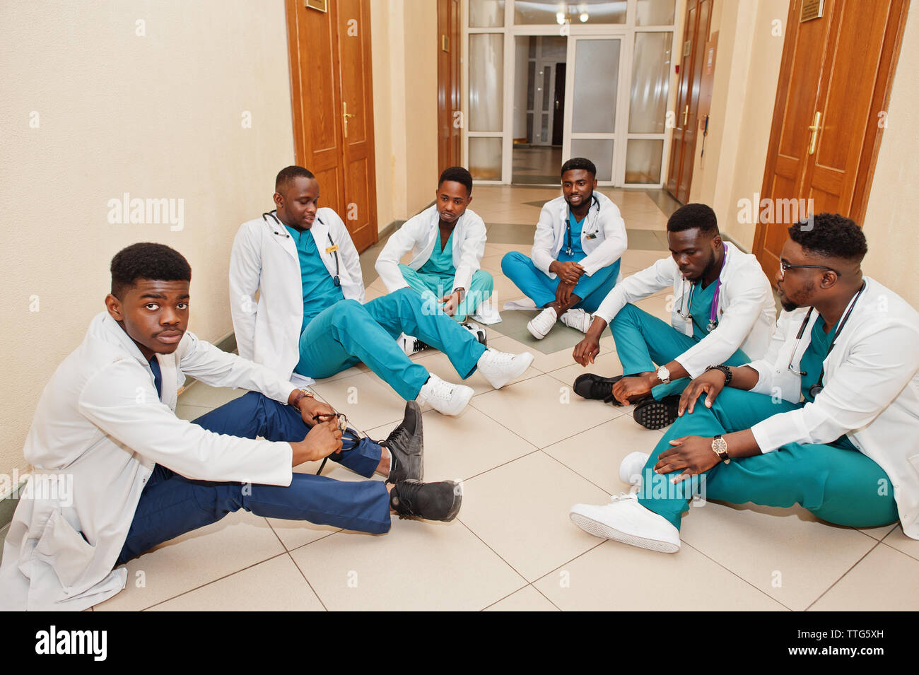 Group of african male medical students in college Stock Photo Alamy