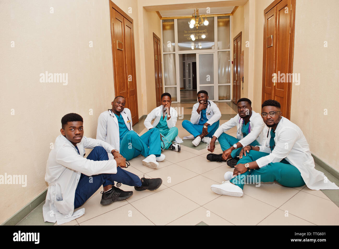 Group of african male medical students in college Stock Photo Alamy