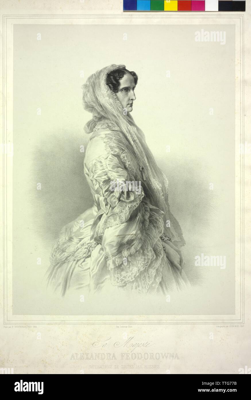 Charlotte, princess of Prussia, lithograph by Alphonse Leon Noël based on a painting by Franz Xavier Winterhalter, Additional-Rights-Clearance-Info-Not-Available Stock Photo