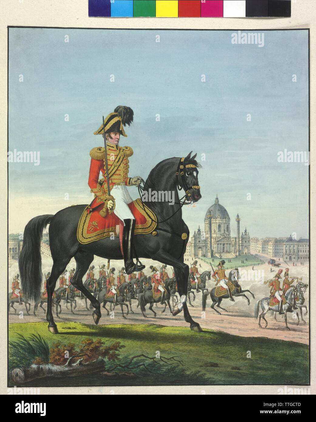 Arcieren life guards, coloured etching without artist's signature, Additional-Rights-Clearance-Info-Not-Available Stock Photo