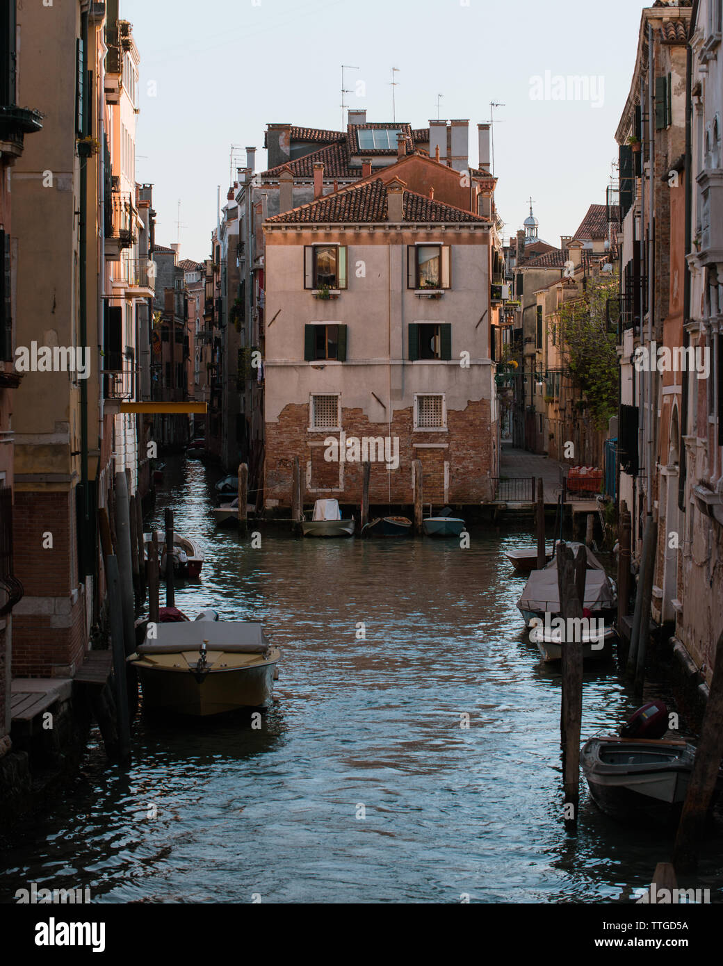 Venice Flush Canal End Stock Photo