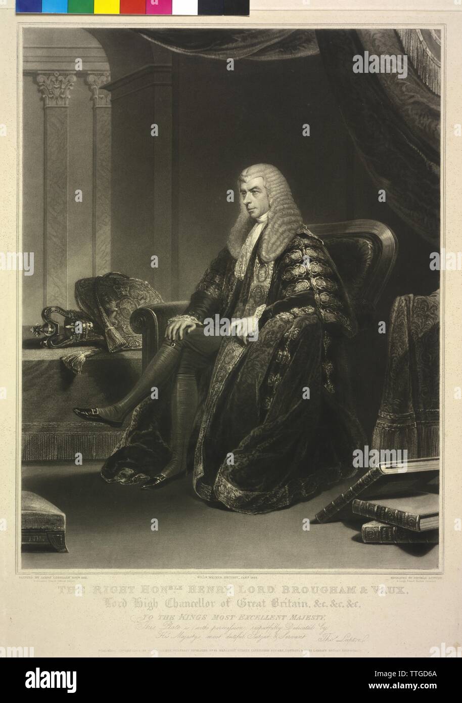 Brougham and Vaux, Henry Peter Lord, mezzotint by Thomas Lupton based
