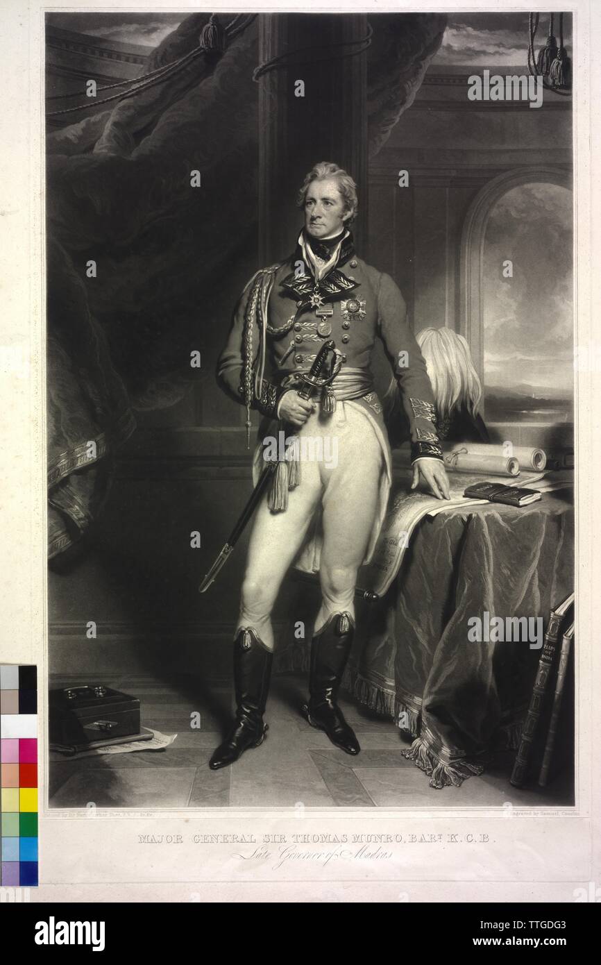 Munro, Sir Thomas, 1st baronet of Lindertis, mezzotint by Samuel cousins based on a painting by Martin Archer Shee, Additional-Rights-Clearance-Info-Not-Available Stock Photo