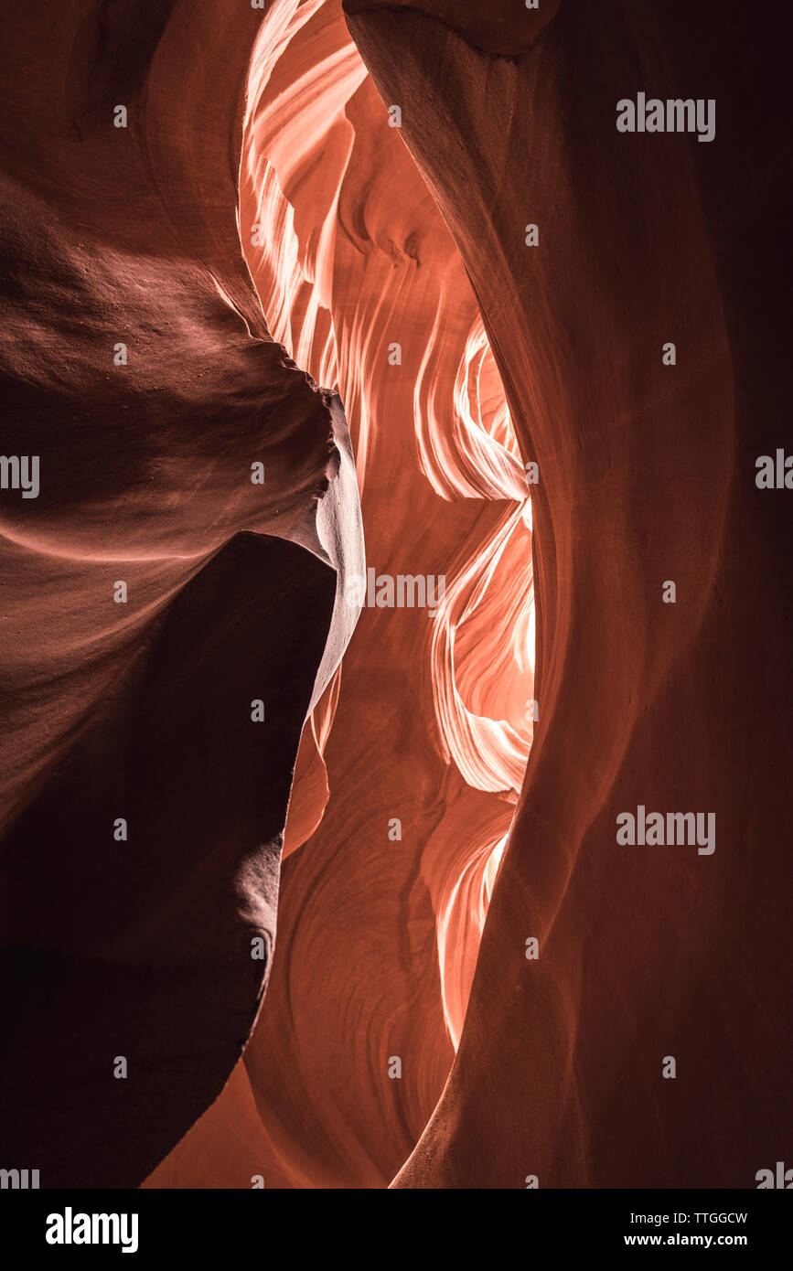 Low angle view of sandstones in Antelope Canyon Stock Photo