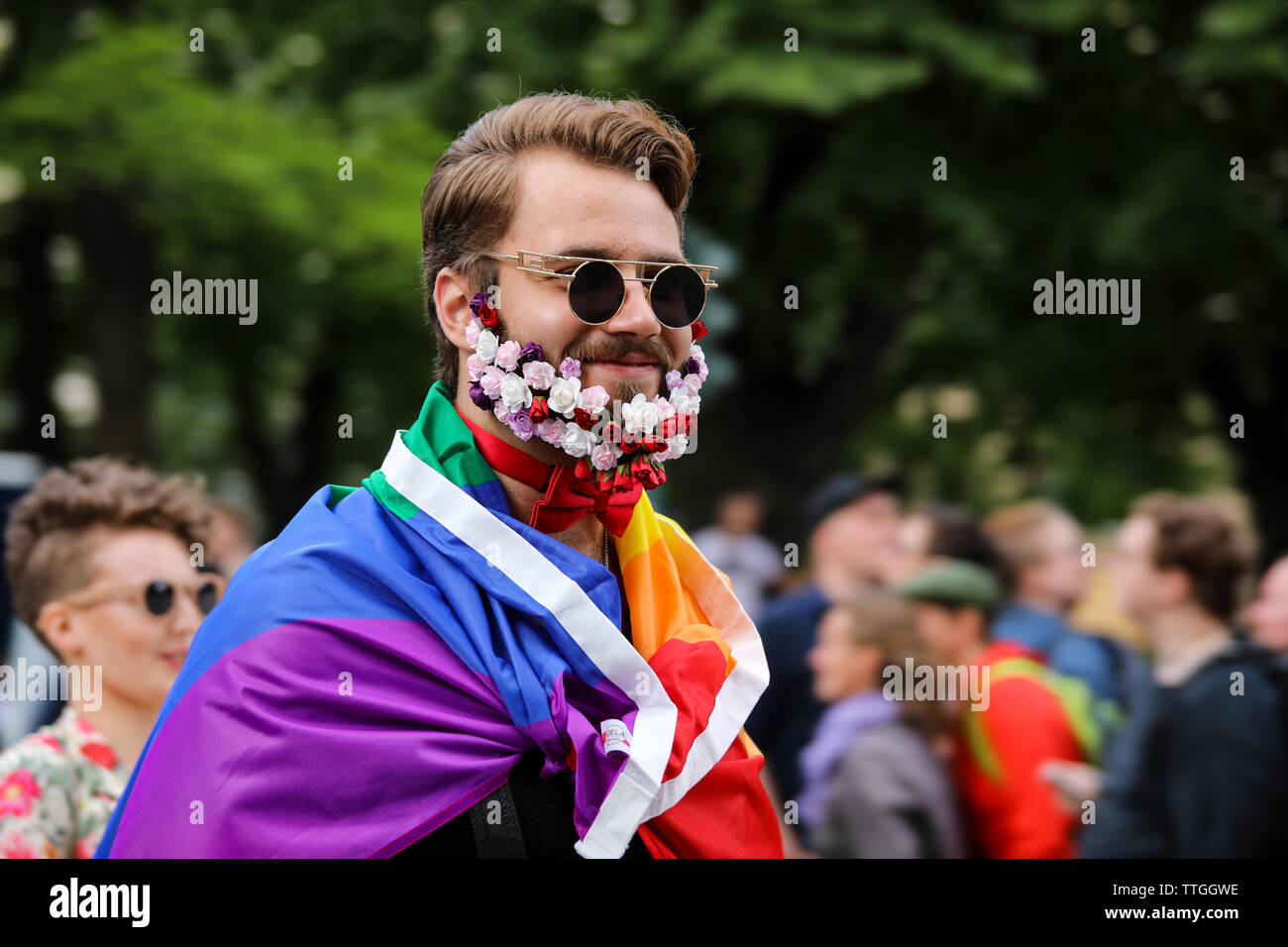 Helsinki Pride Parade on Esplanadi in Helsinki, Finland Stock Photo