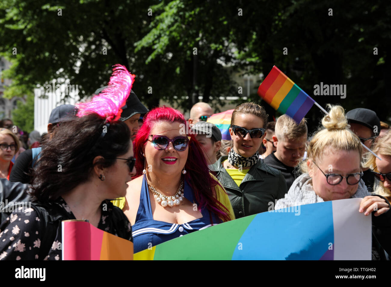 Helsinki Pride Parade on Esplanadi in Helsinki, Finland Stock Photo
