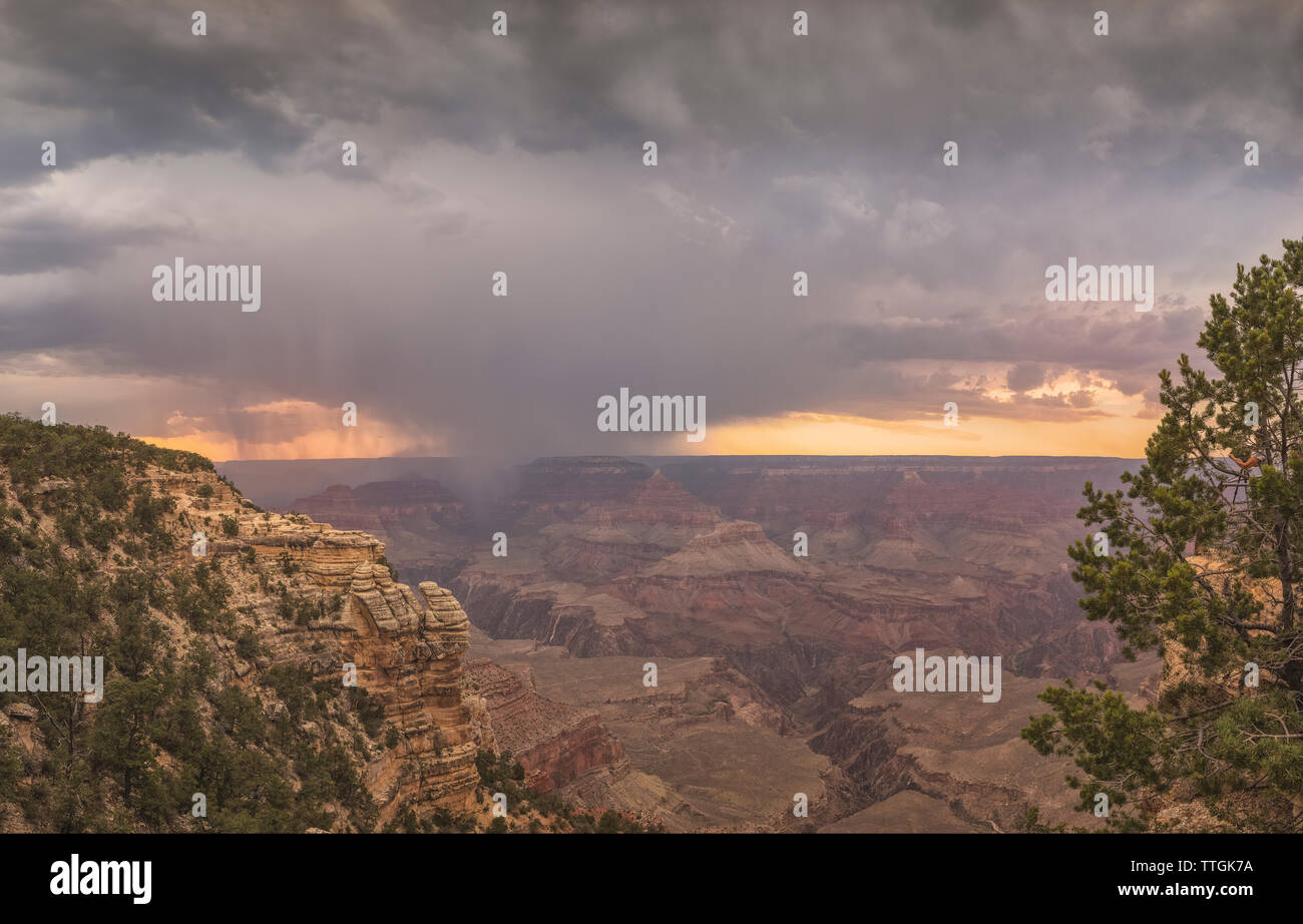Storm over sunset in Grand Canyon Stock Photo - Alamy