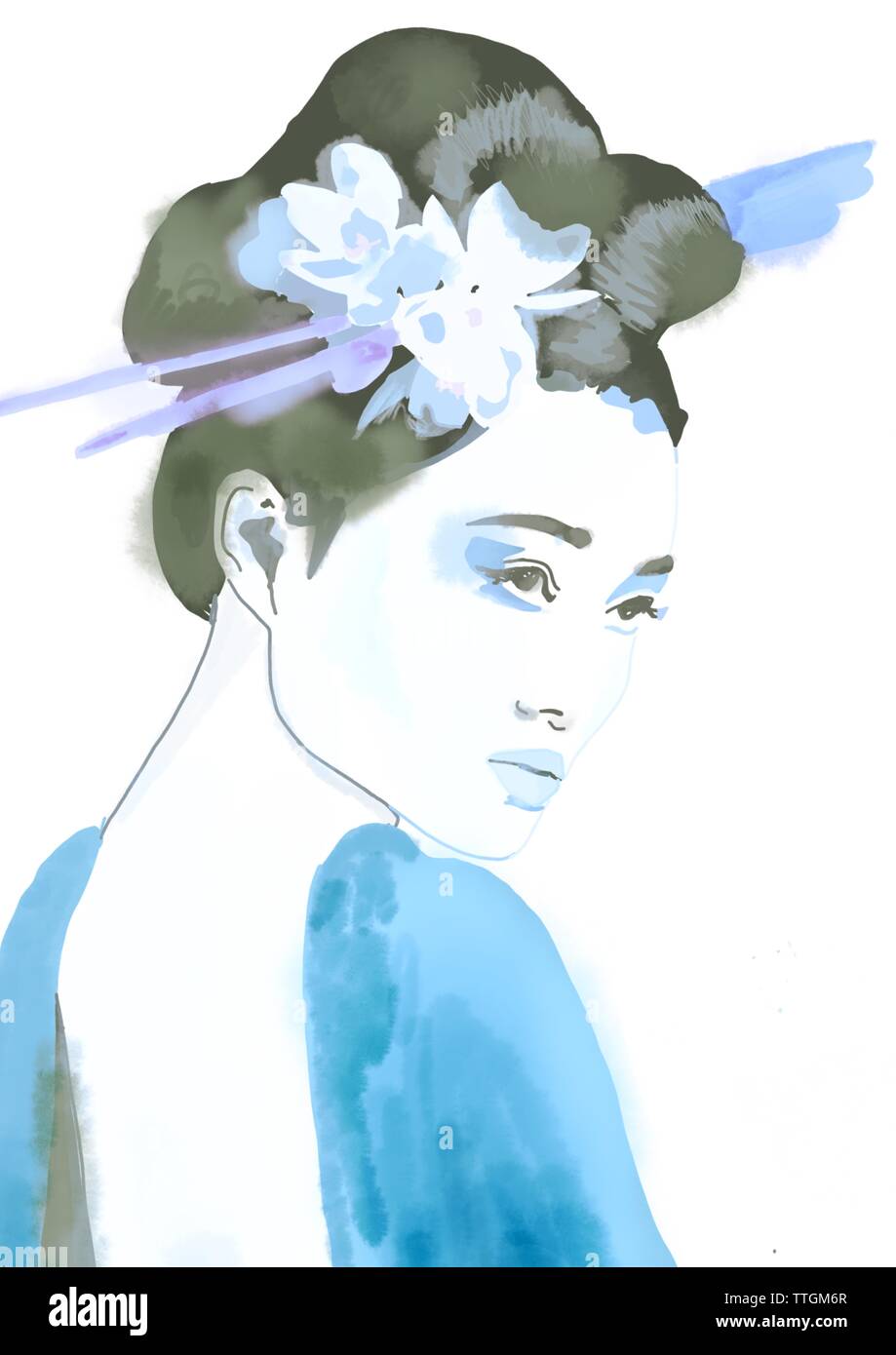 Antique Beautiful Japanese Woman /& Fan Kimono GEISHA Japan RP Fine Art Print