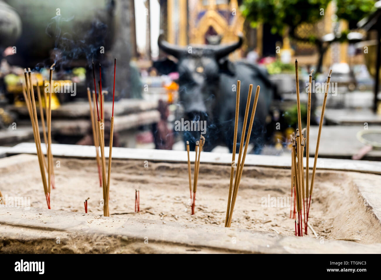Incense out of a temple at The Grand Palace in Bangkok, Thailand Stock Photo Alamy