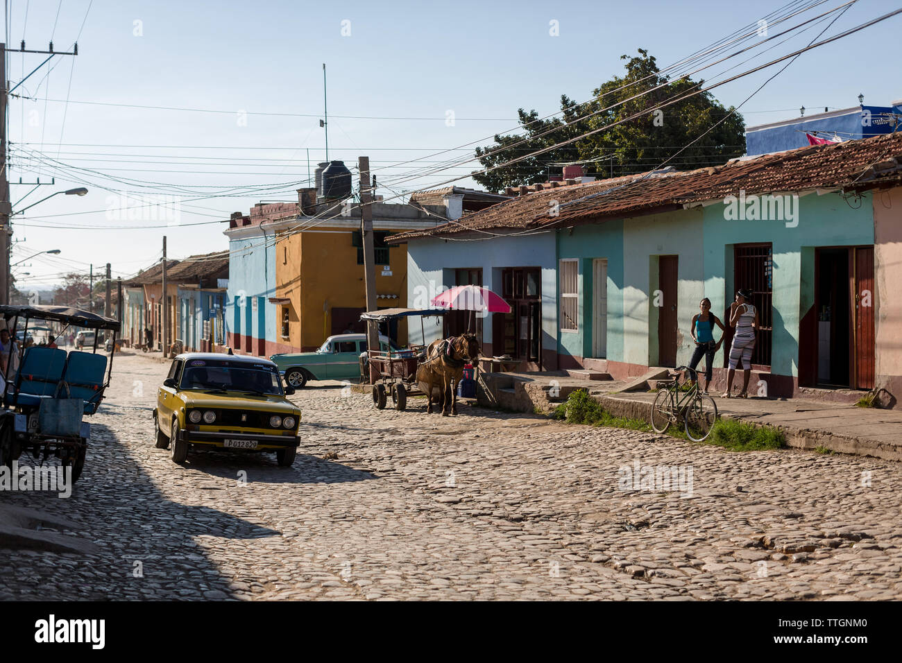 Real Life street scene in Trinidad, Cuba. 2017 Stock Photo