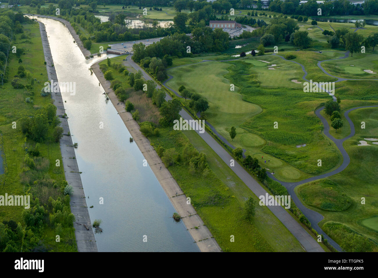 Rouge River and golf course, Dearborn Michigan Stock Photo