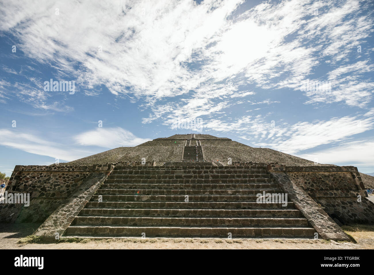 stairs leading to pyramid of the sun at teotihuacan near mexico city Stock Photo