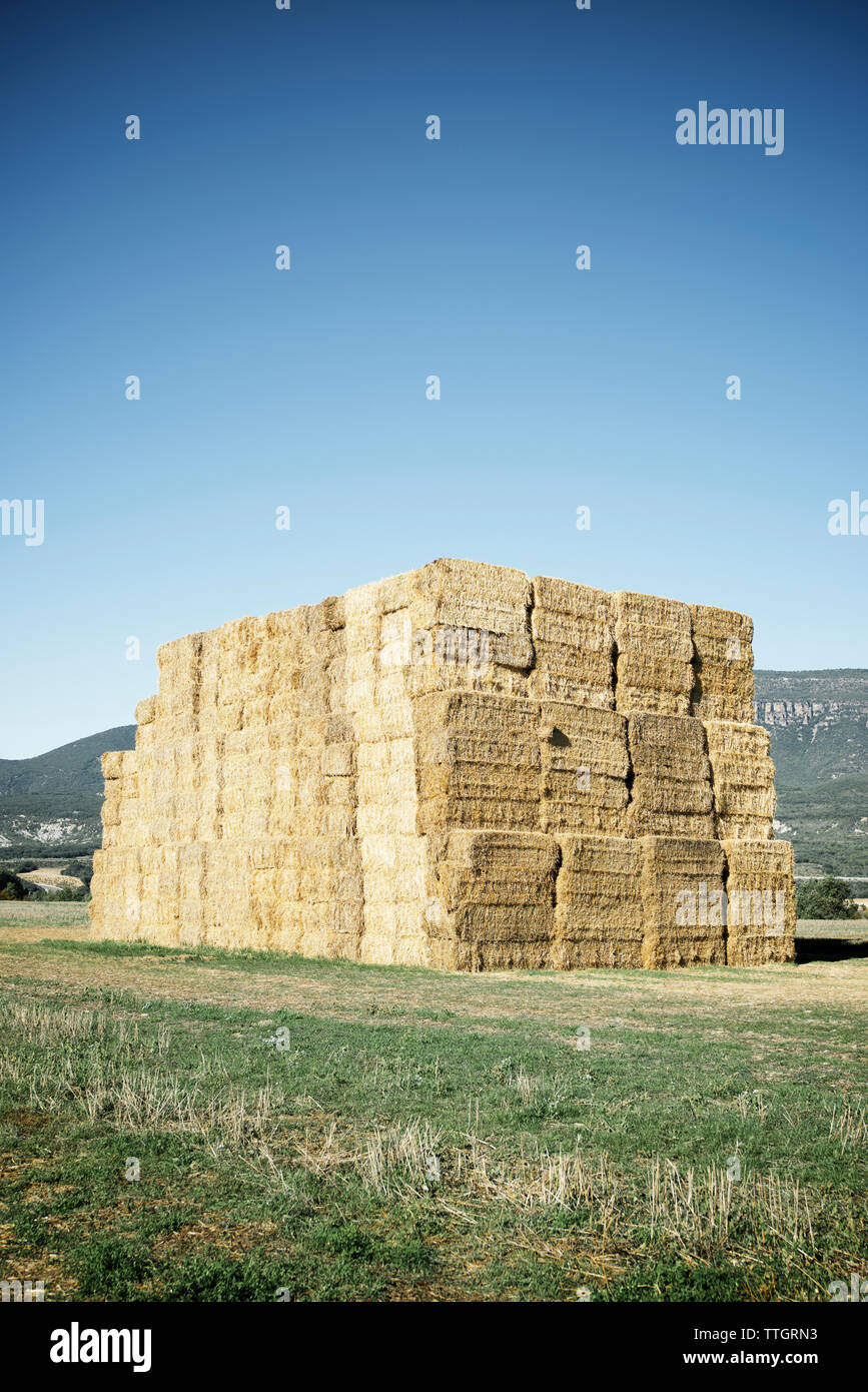 Hay bales in clear hires stock