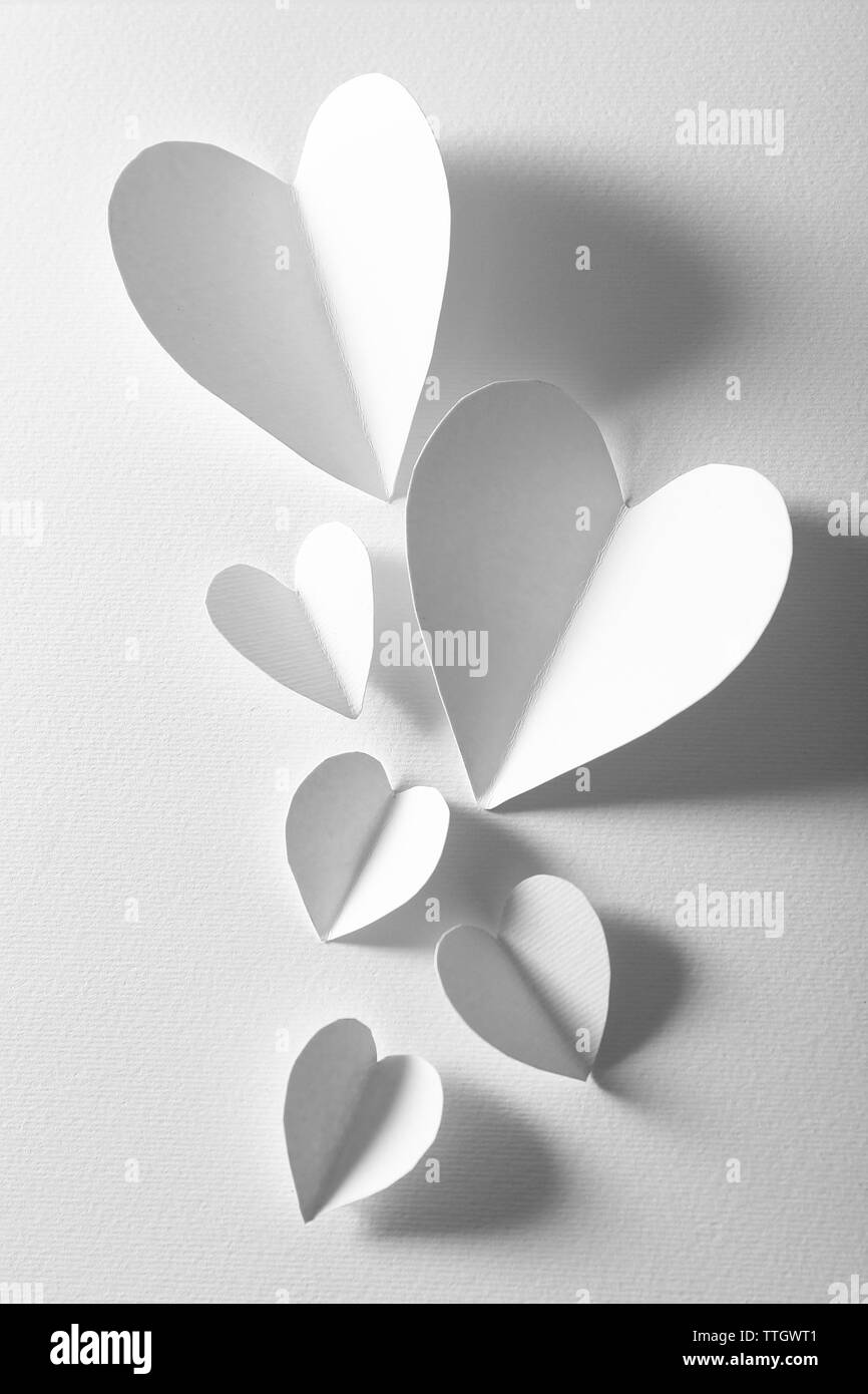 Beautiful paper hearts on white background Stock Photo Alamy