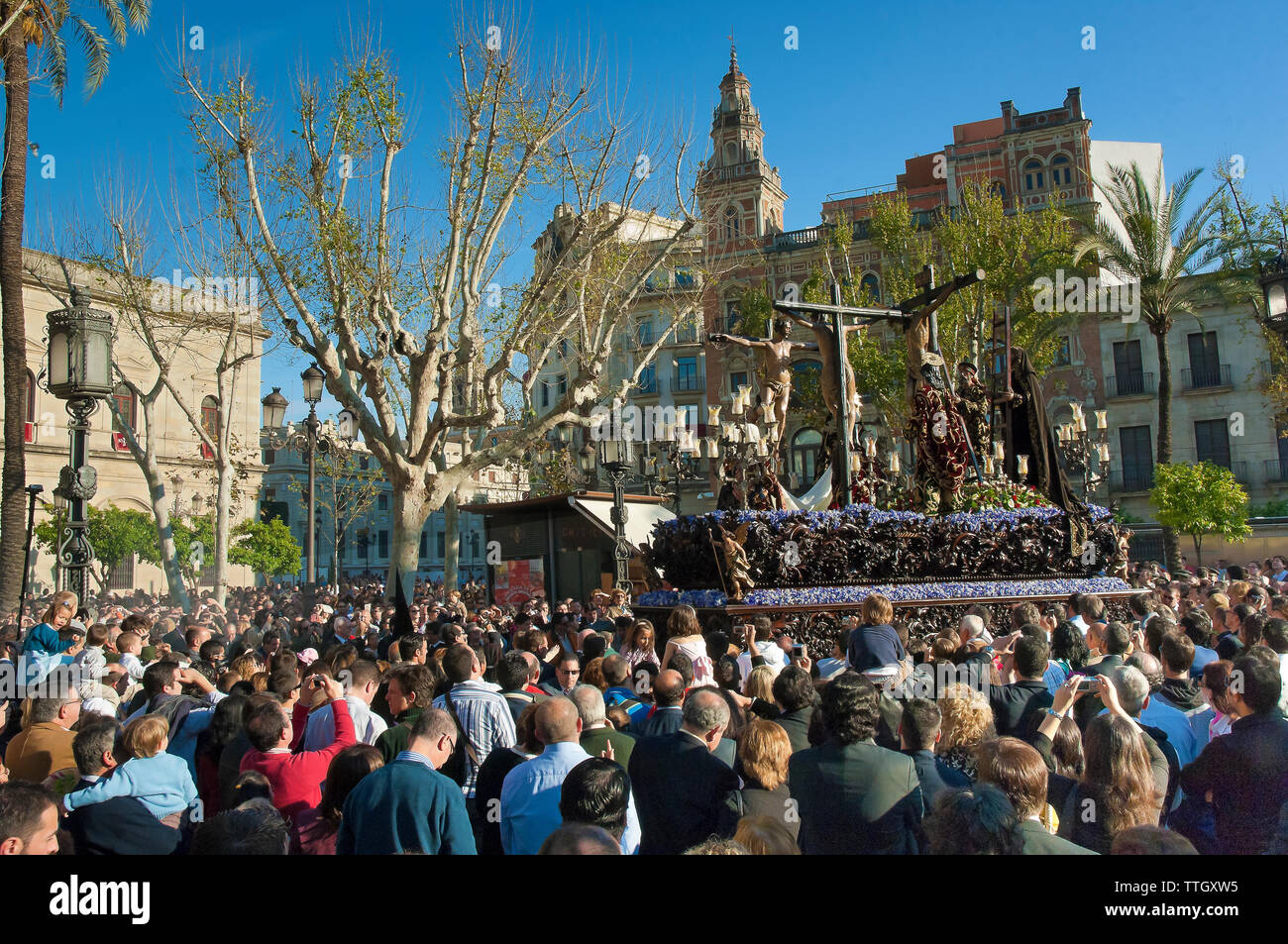 Holy Week. Brotherhood of La Carreteria. Seville. Region of Andalusia. Spain. Europe Stock Photo