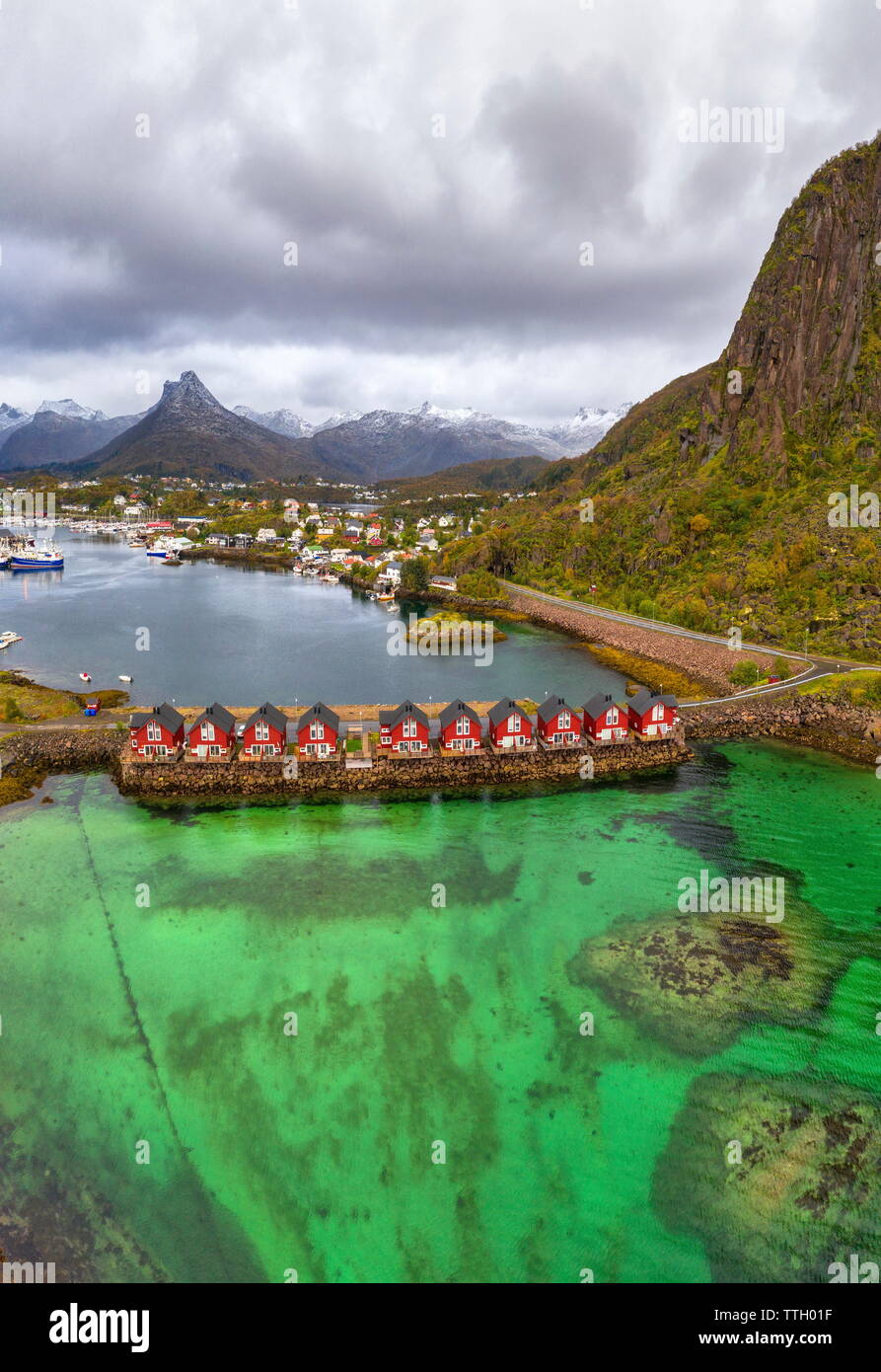 Aerial view of the fishing village of Svolvaer, Norway Stock Photo - Alamy