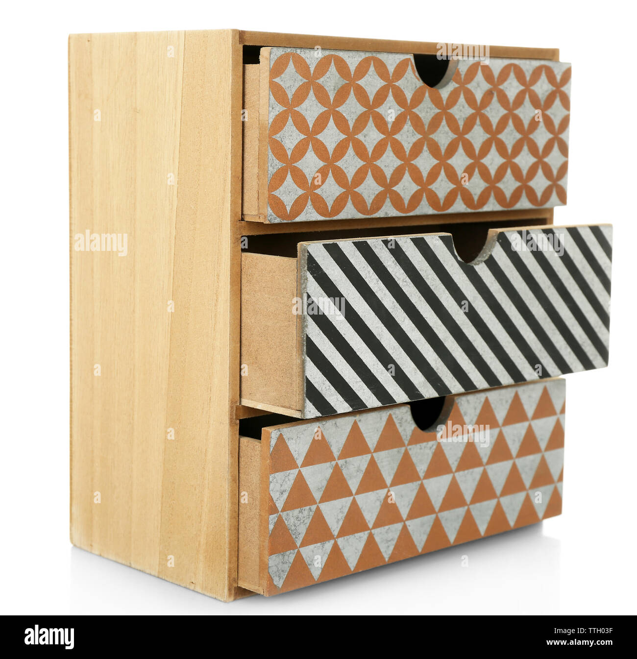 Mini Handmade Chest Of Drawers On Wooden Table Background Stock