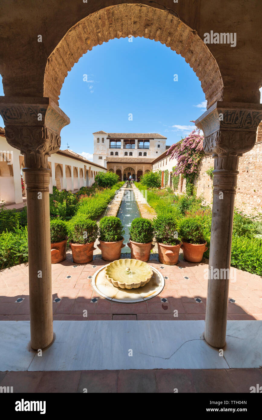 Patio de la Acequia, Generalife, Alhambra, Granada, Spain Stock Photo