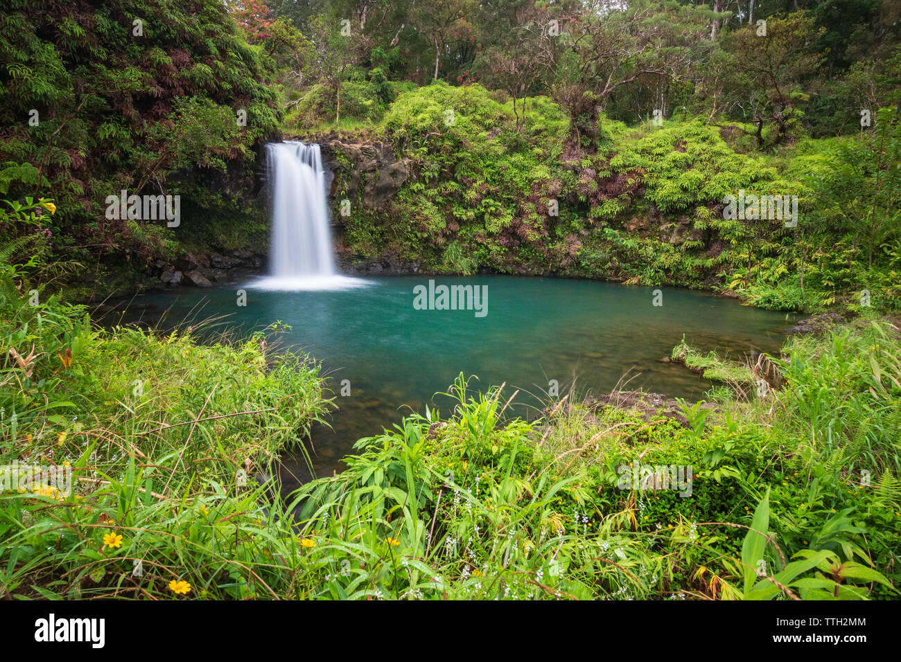 Long expo shot of Puaa Kaa Falls (Pua'a Ka'a Falls) on the Hawaiian