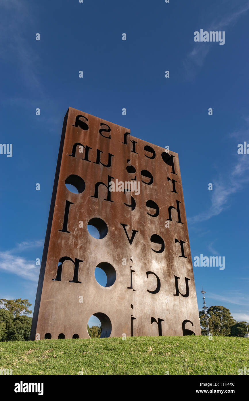 Sculpture called 'thinking is a revolutionary fact', in Memory Park, Buenos Aires, Argentina. that remembers thousands of victims of state violence Stock Photo