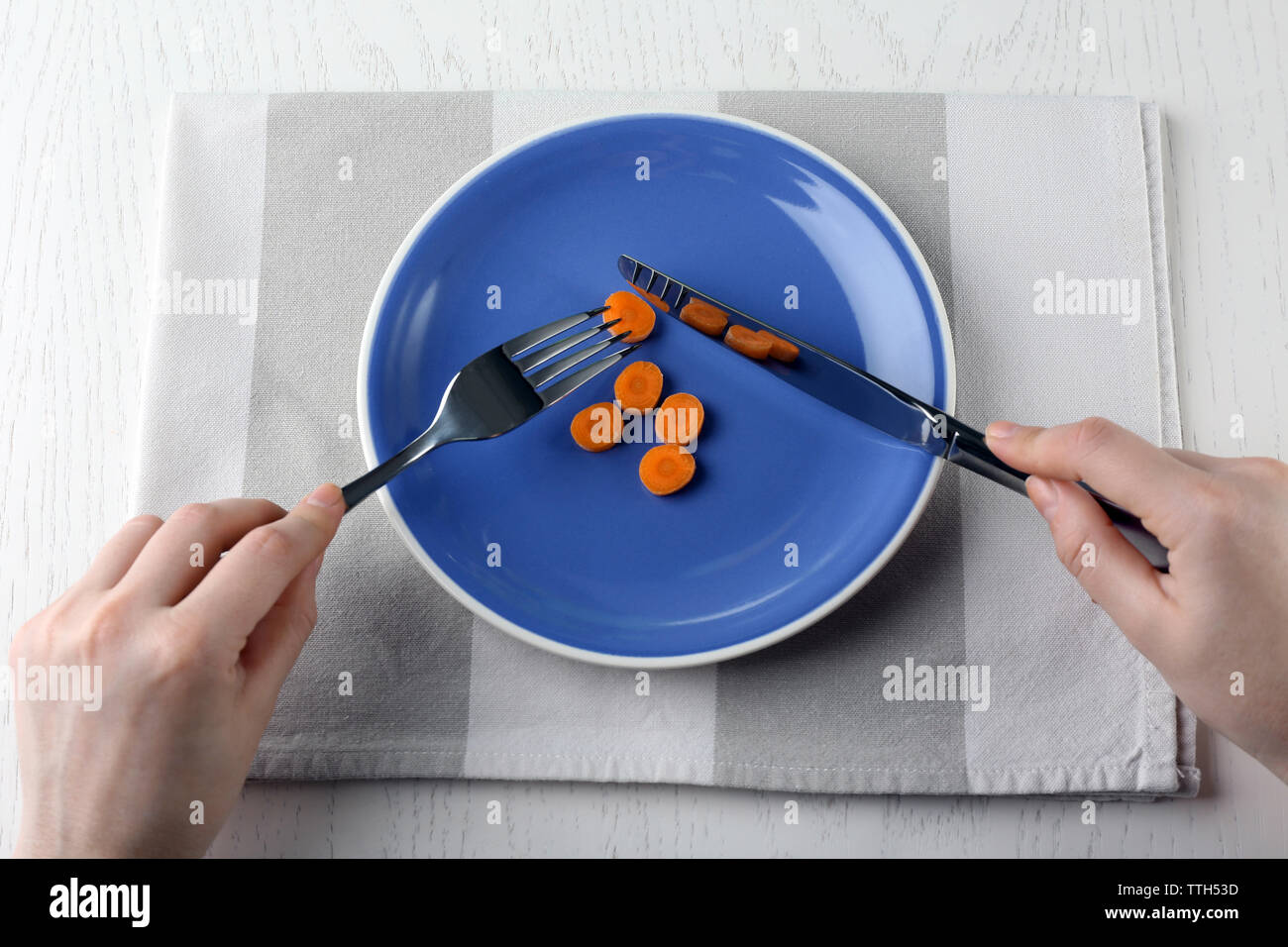 Female knife fork hands cutlery hi-res stock photography and images - Alamy