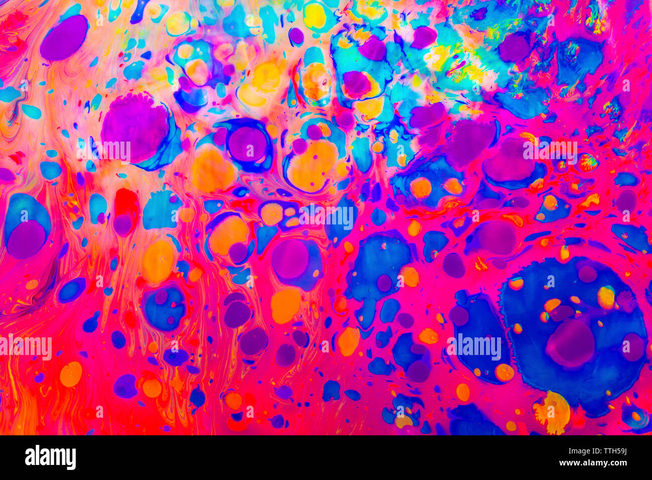 Close-up of colorful marbling watercolor paints Stock Photo
