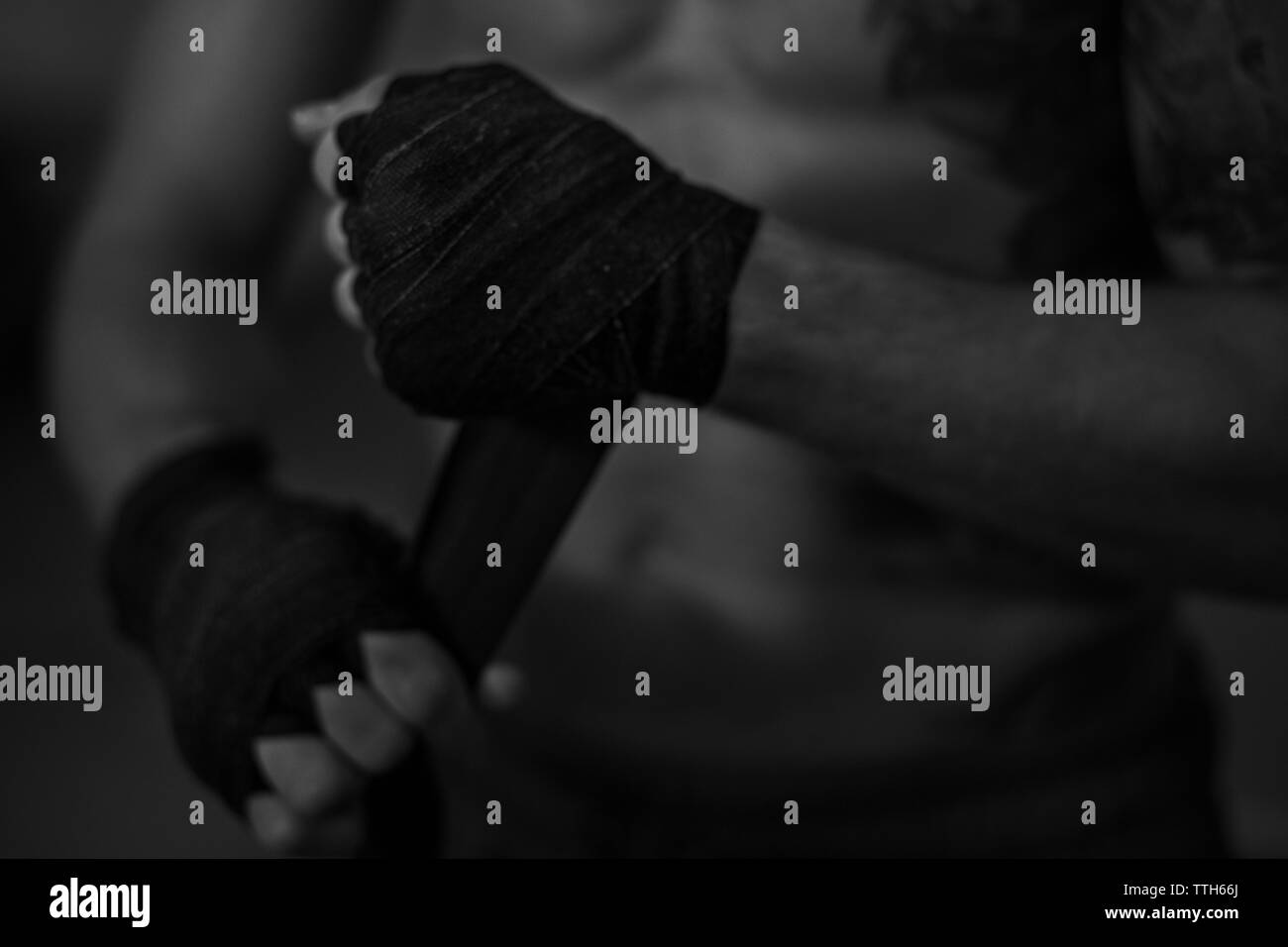 Close up of boxers hands Stock Photo