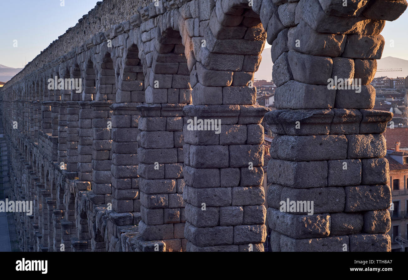 Spain, Castile and Leon, Segovia, Aqueduct of Segovia Stock Photo