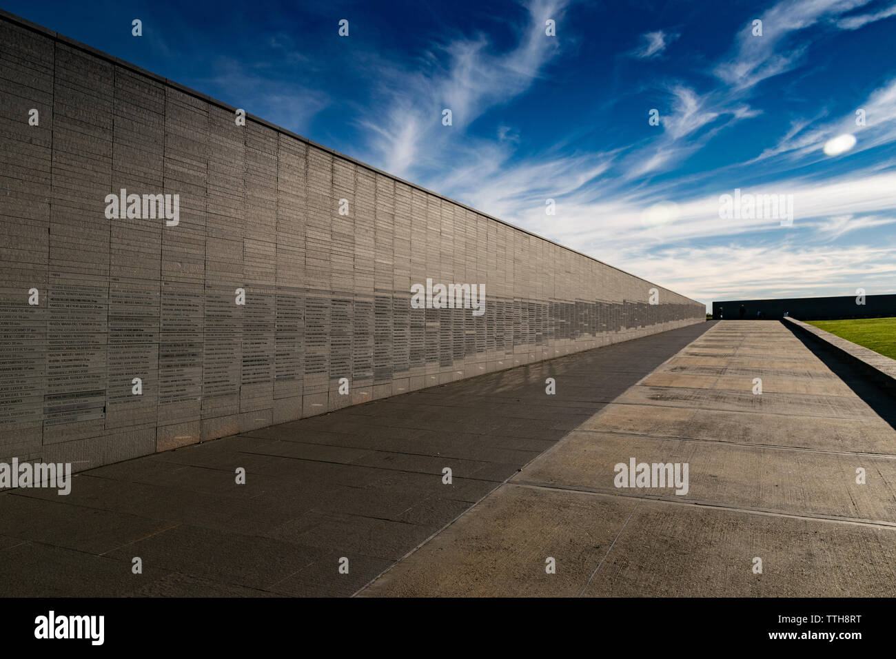 Wall that remembers the names of the victims of state violence, in the Memory Park in Buenos Aires, Argentina Stock Photo