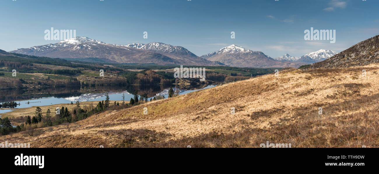 View across Loch Laggan from the slopes of Creag Megaidh, Scotland Stock Photo