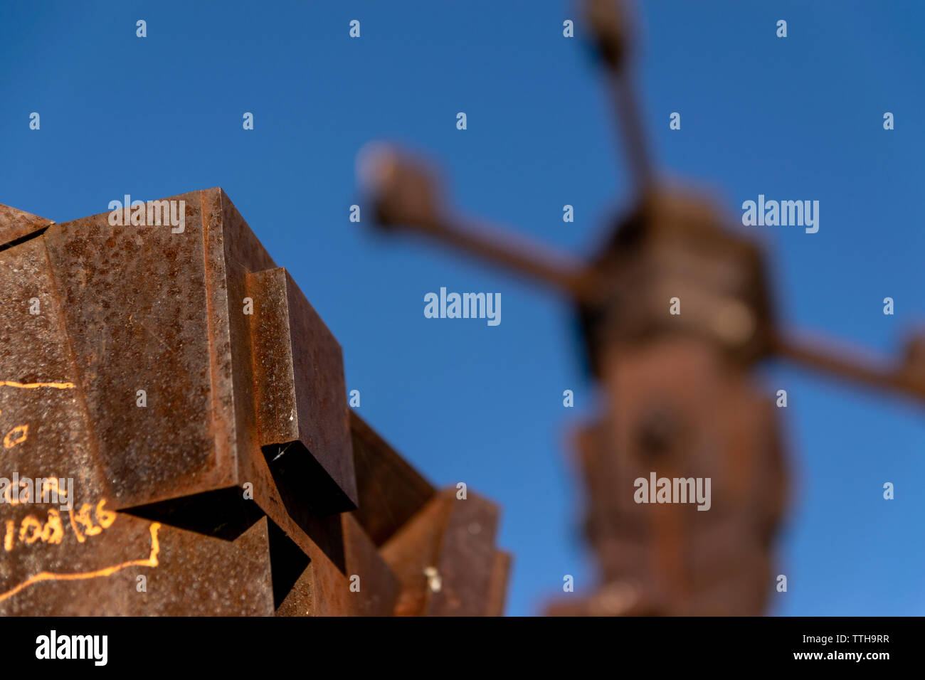 Sculpture called Torres de la Memoria, located in the Memory Park, iBuenos Aires, Argentina. The park remember thousands of victims of state violence Stock Photo