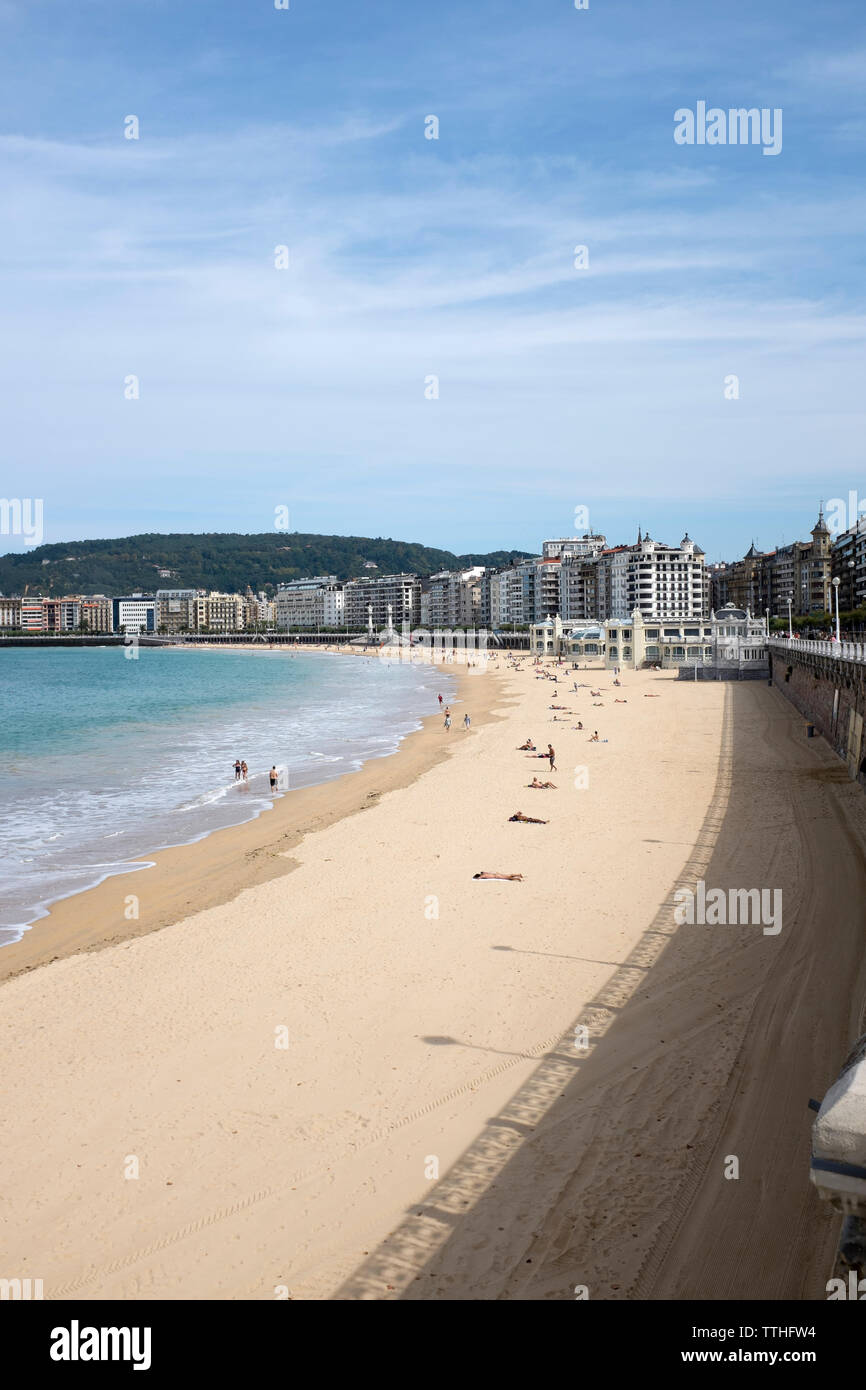 Playa de la Concha Beach at San Sebastian in the Basque Country Spain Stock Photo