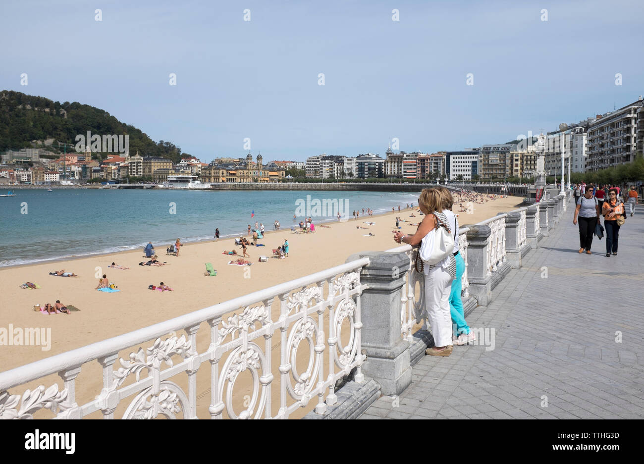 Playa de la Concha Beach at San Sebastian in the Basque Country Spain Stock Photo