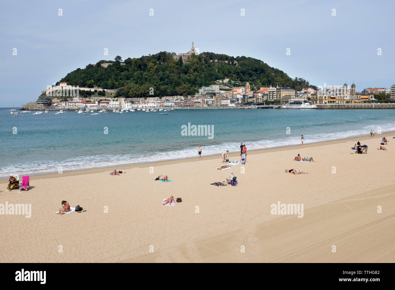 Playa De La Concha Beach At San Sebastian In The Basque Country