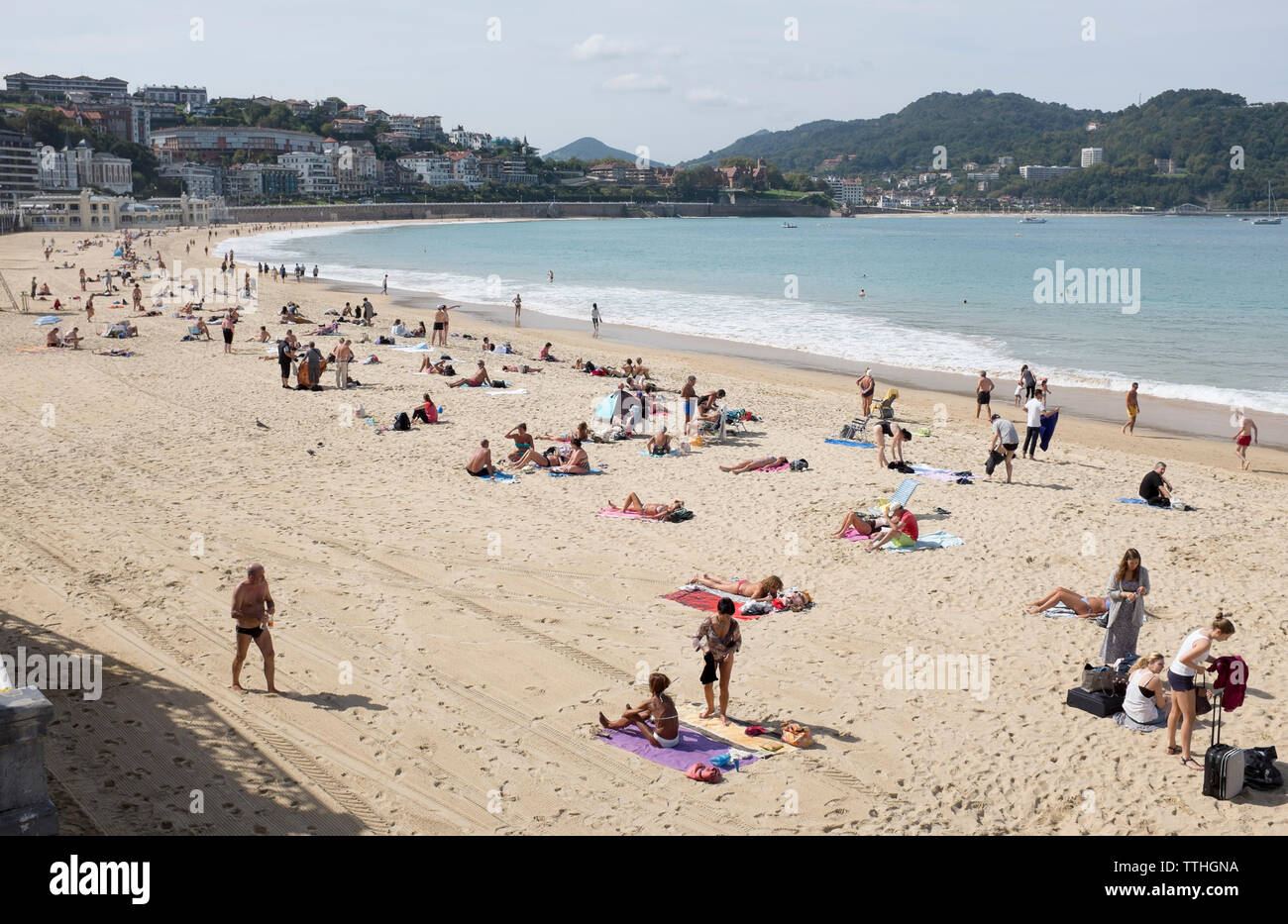Playa Basque Playa de la Concha Beach at San Sebastian in the Basque Country Spain ...