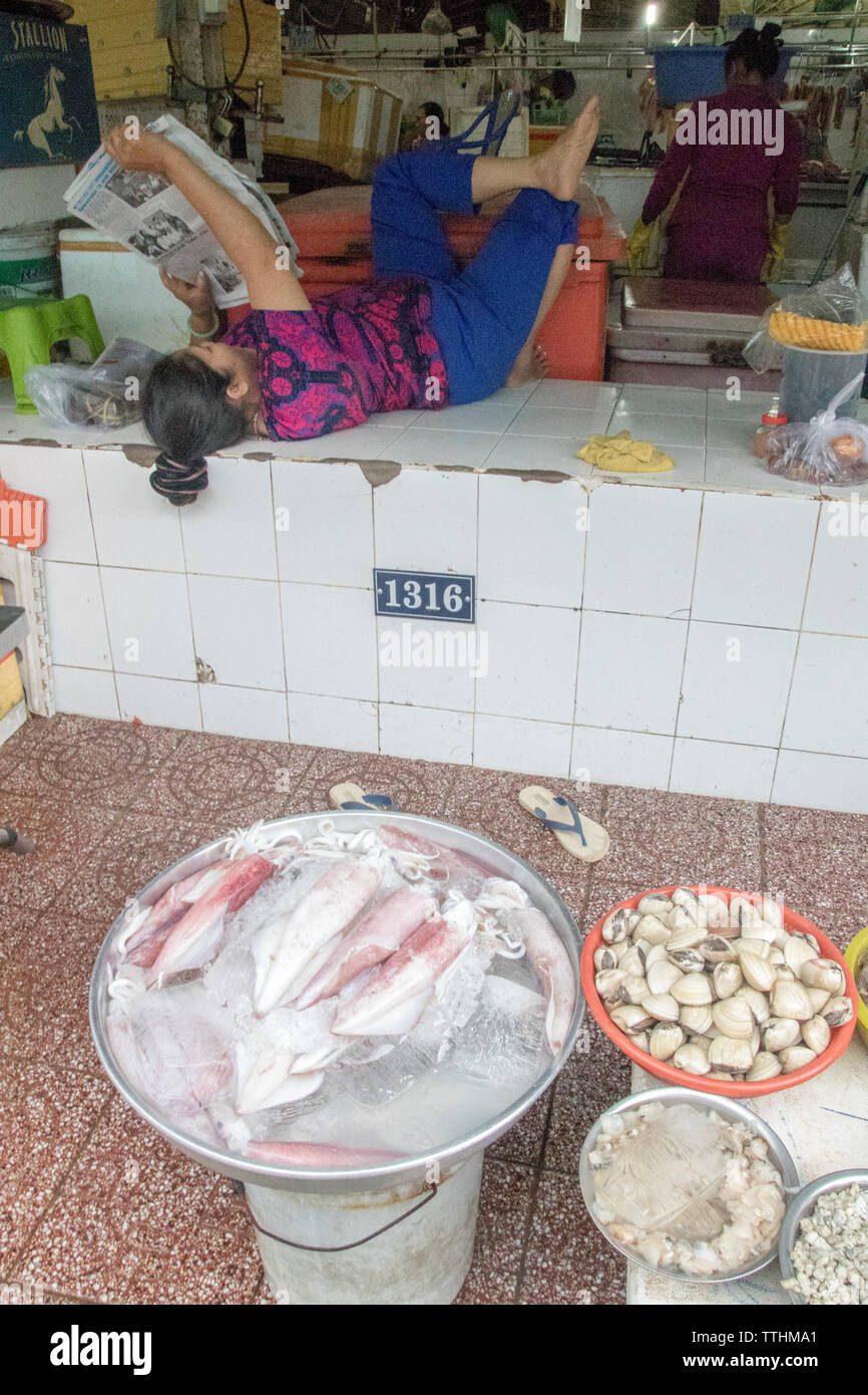 Ben Thanh Market, District 1, Saigon, South Vietnam Stock Photo