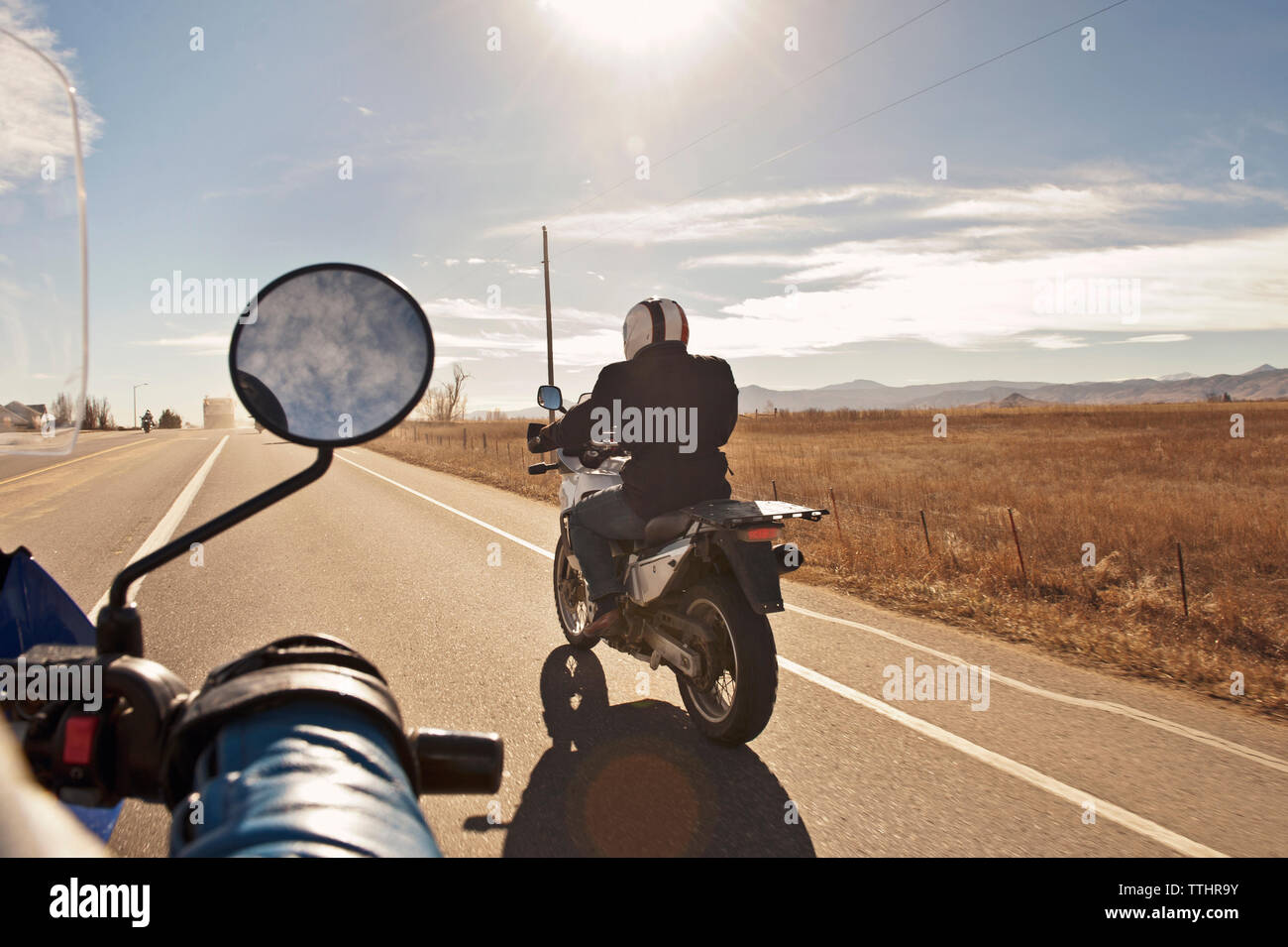 Rear view bikers riding motorcycles hi-res stock photography and images ...