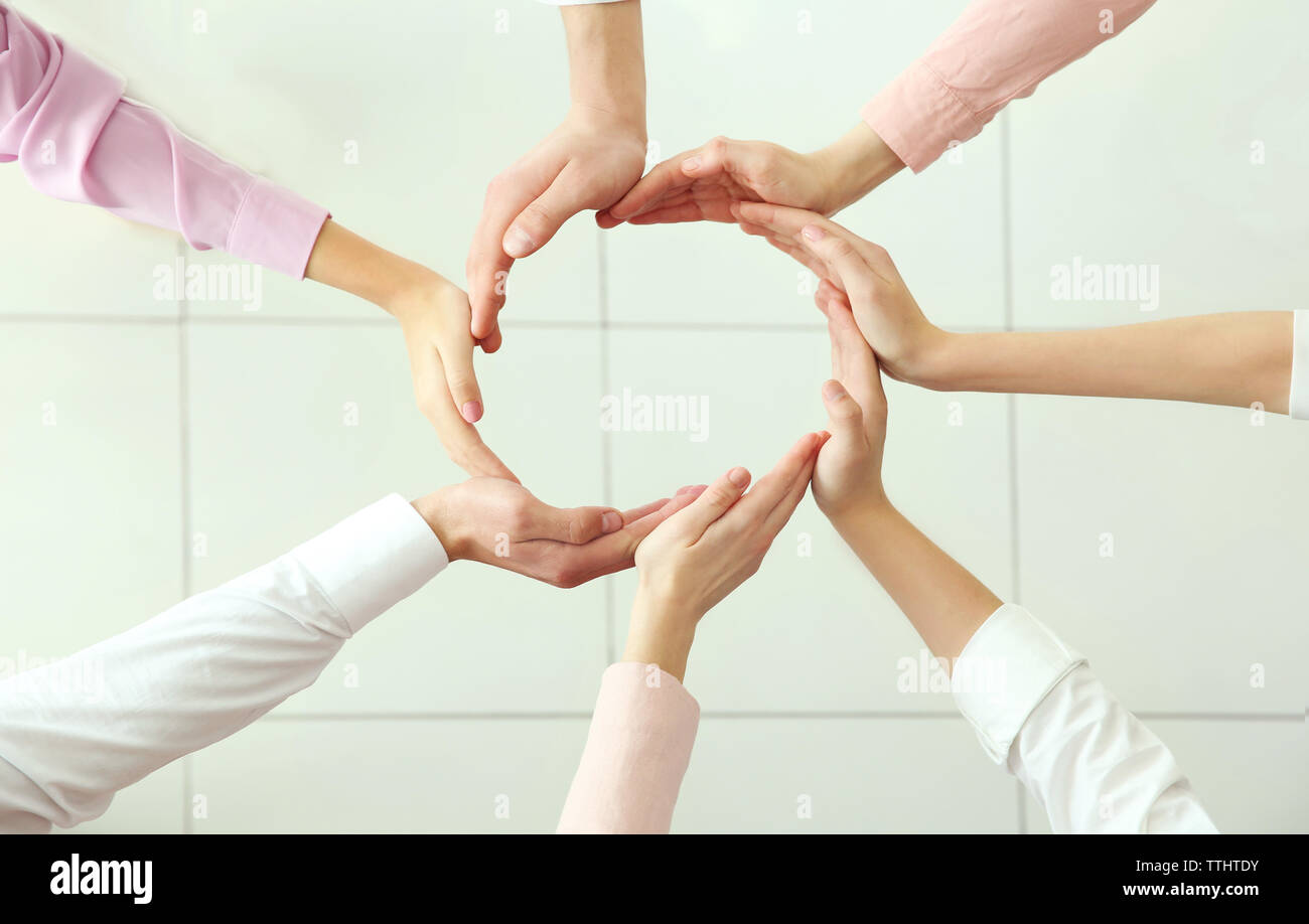 Teamwork concept. Business people hands Stock Photo - Alamy