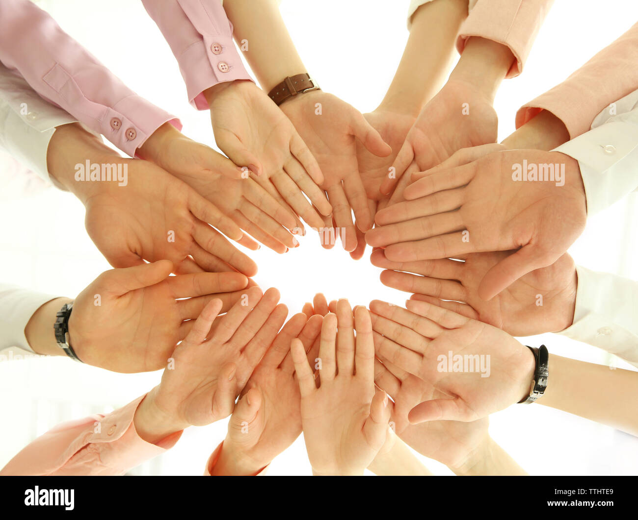 Teamwork concept. Business people hands Stock Photo - Alamy