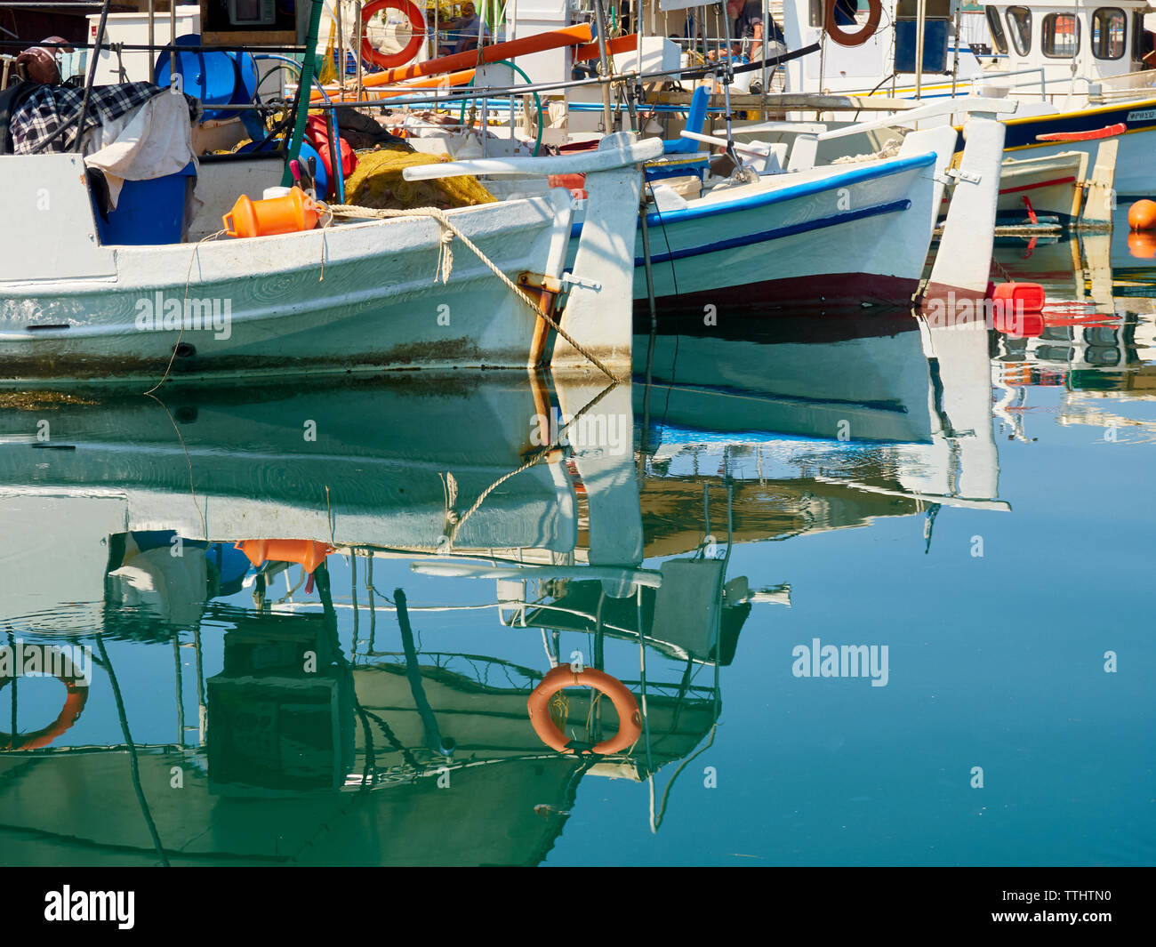 The Port/Marina of Rethymno (Rethymnon), Crete, Greek Islands, Greece, Europe Stock Photo
