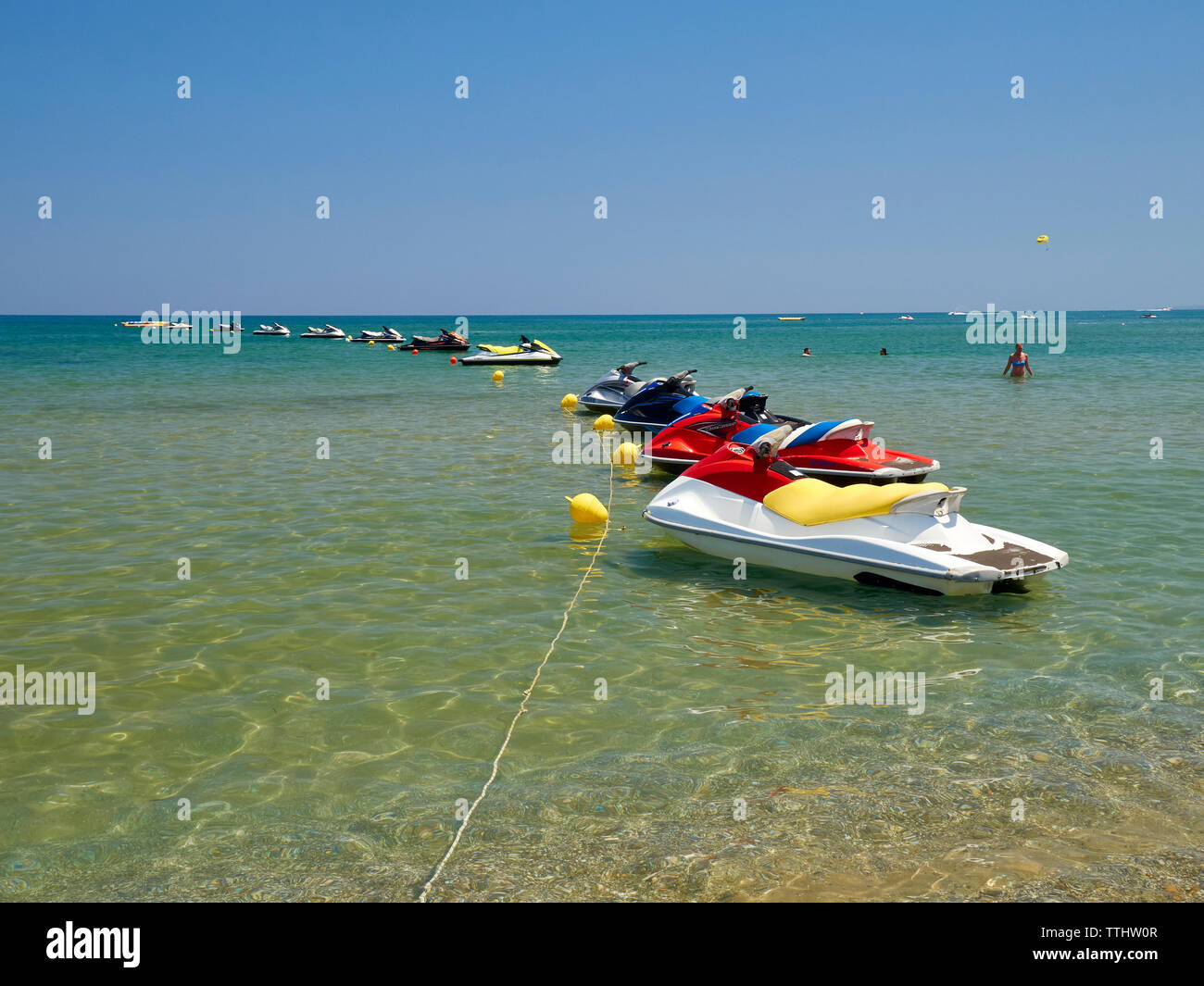 Jet ski rental on the beach, Rethymno (Rethymnon/Rethimno), Crete, Greek Islands, Greece, Europe Stock Photo