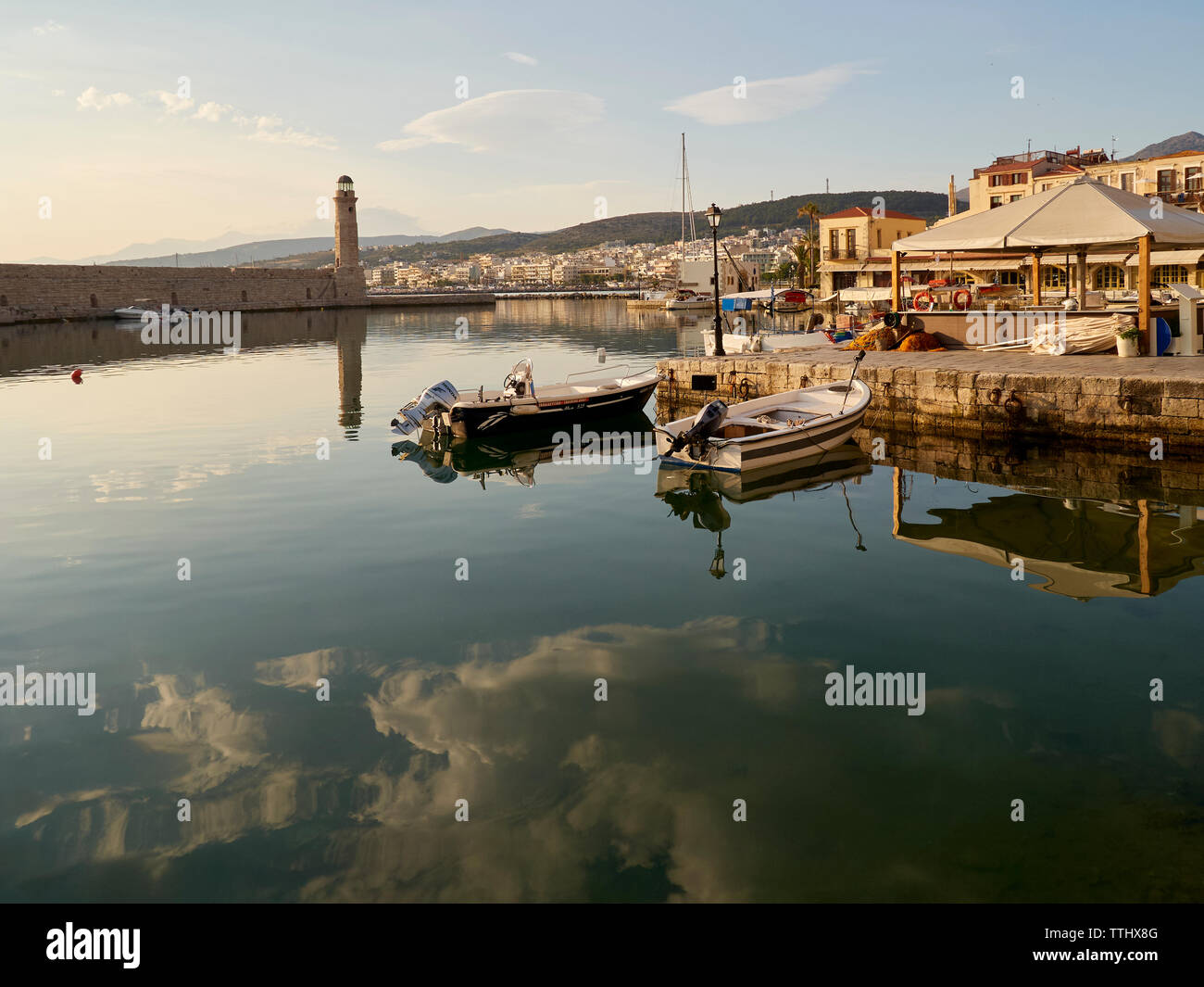 Old Venetian harbour (harbor), Rethymno (Rethymnon), Crete, Greek Islands, Greece, Europe Stock Photo