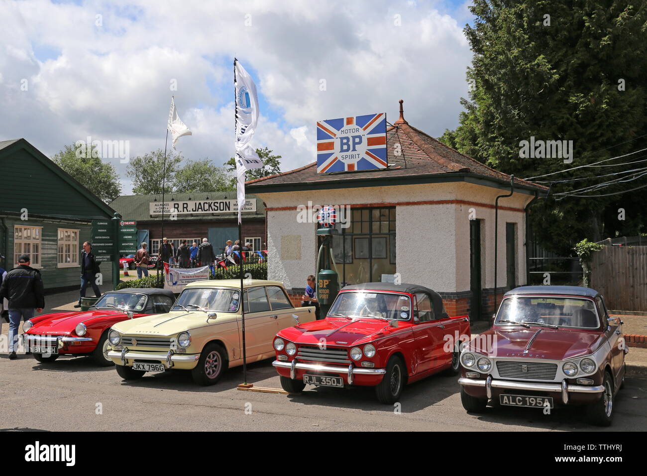 Triumph owners display, Double Twelve Motorsport Festival 2019, Brooklands Museum, Weybridge, Surrey, England, Great Britain, UK, Europe Stock Photo