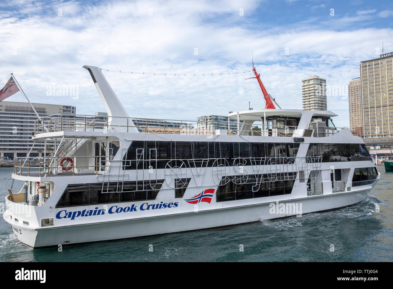 Captain Cook cruises vessel with passengers on Sydney harbour,New South Wales,Australia Stock Photo