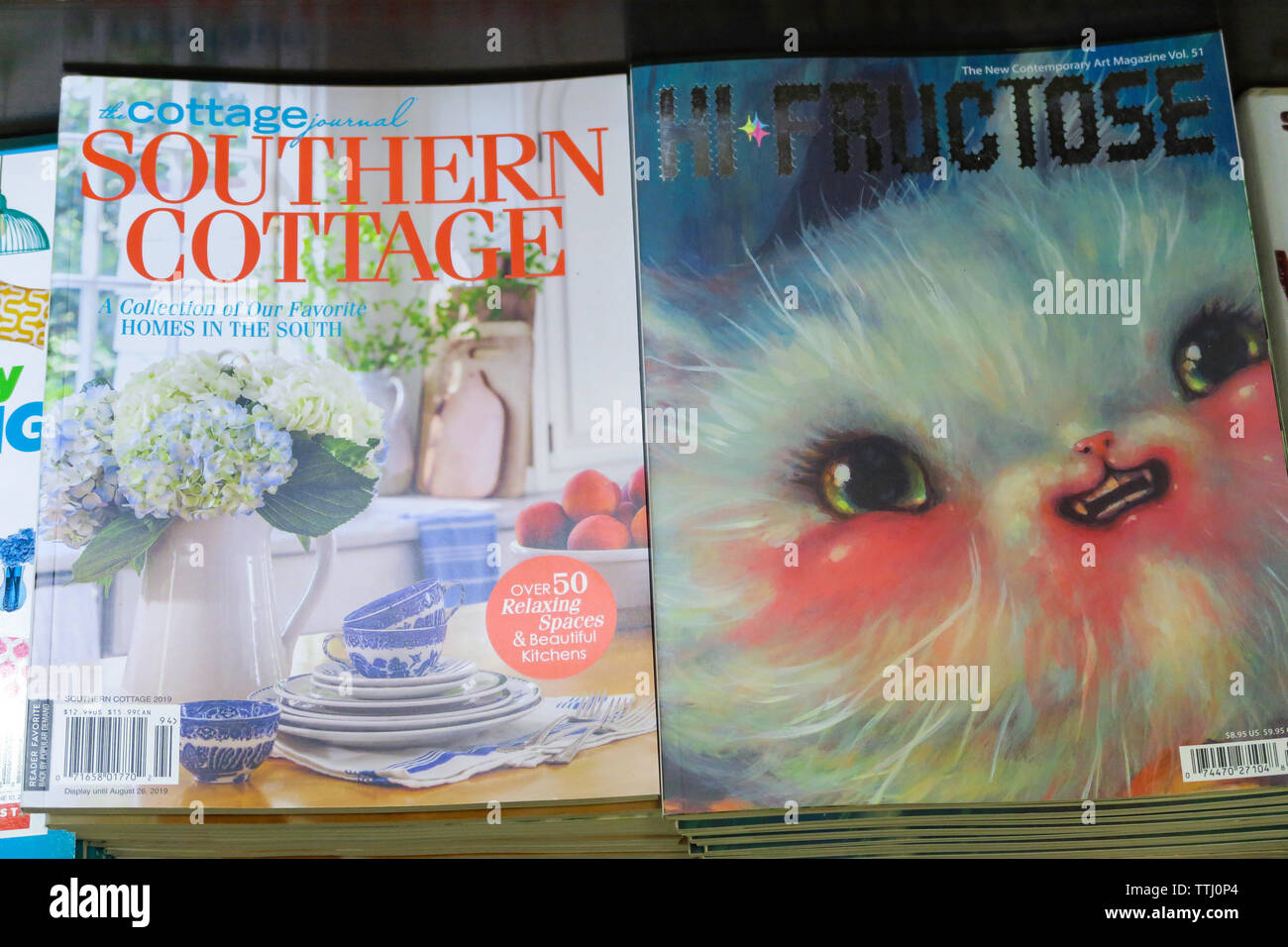 Magazine Stand Featuring Magazine Covers, NYC, USA Stock Photo